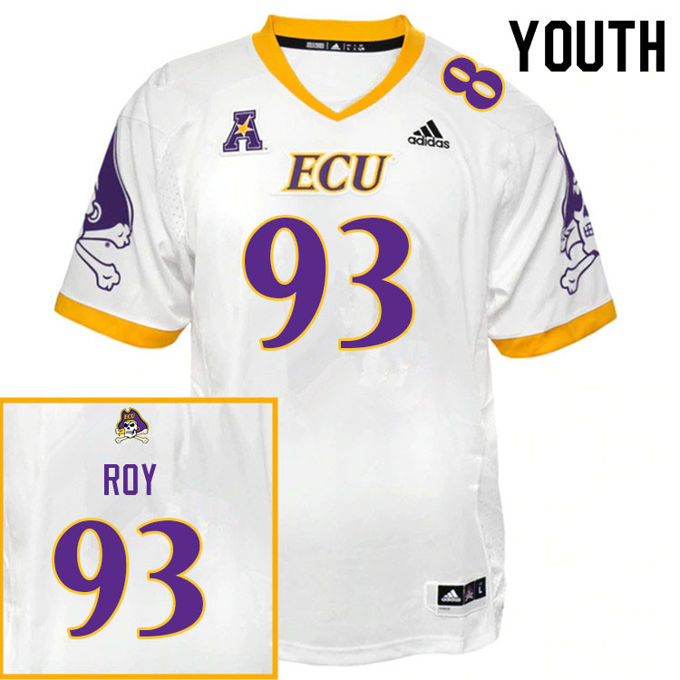 Youth #93 Slade Roy ECU Pirates College Football Jerseys Sale-White - Click Image to Close